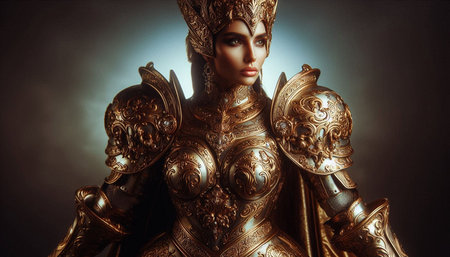 Warrior woman in armor. Fantasy portrait of a beautiful female warrior.