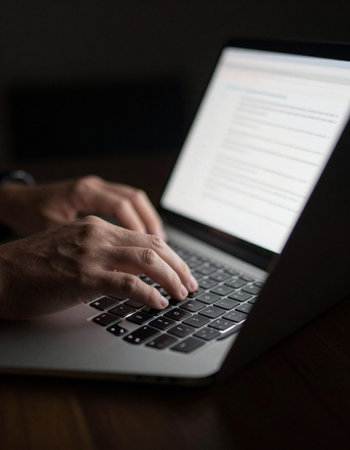 Close up of male hands typing on laptop keyboard. Male hands typing on laptop keyboard.