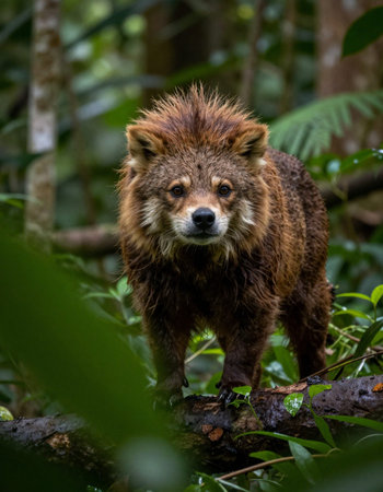 Portrait of a brown bear in the rainforest of Costa Rica