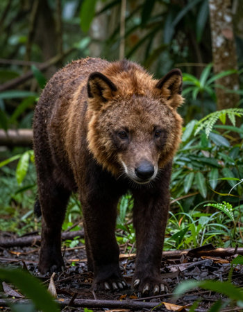 Brown bear (Ursus arctos) in the rainforest