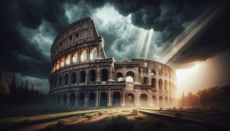 Colosseum in Rome, Italy at sunset. Travel and tourism conceptの写真素材