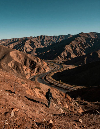 Hiking in Death Valley National Park, California, United States.の写真素材