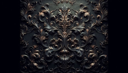 Vintage baroque ornament on the wall of a room.
