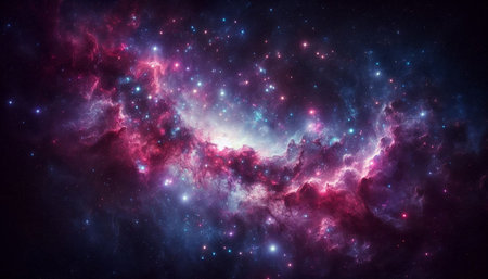 Nebula and stars in deep space. Science fiction wallpaper.