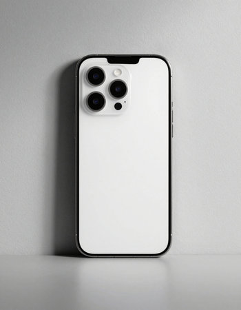 Smartphone with a white screen on the wall, close-up