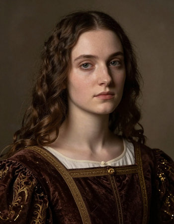 Portrait of a young girl in medieval clothes. Studio shot.