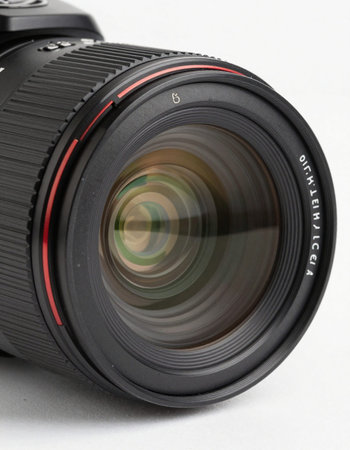 lens of a camera on a white background, close-up