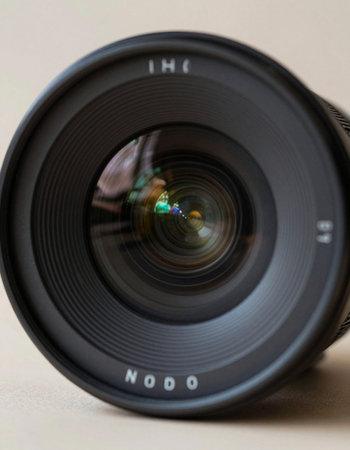 Close up of a DSLR camera lens, shallow depth of field