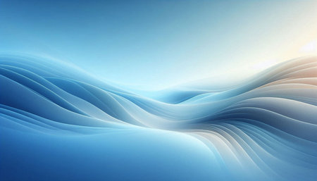 abstract blue background with smooth wavy lines, 3d render