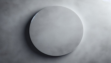 3d rendering of a white round podium on a gray background.