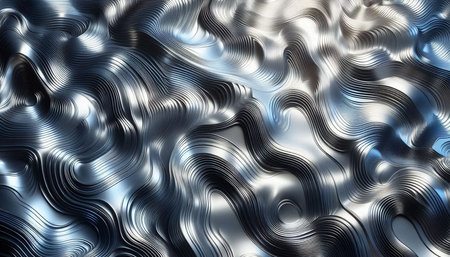 Abstract metallic wavy background. 3d rendering, 3d illustration.の写真素材