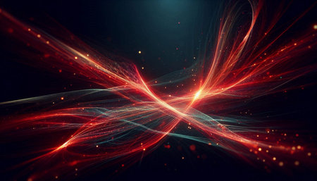 abstract red rays on black background. 3d rendered fractal.