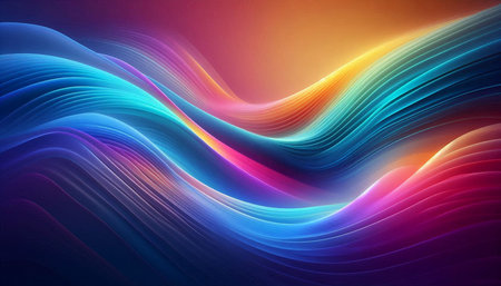 abstract background with smooth lines in blue, orange and purple colors