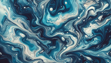 Marble texture background. Abstract pattern of blue and white marble liquid acrylic paint