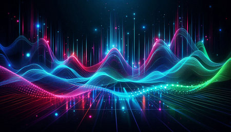 abstract vector background with dynamic waves and lines. 3d illustration