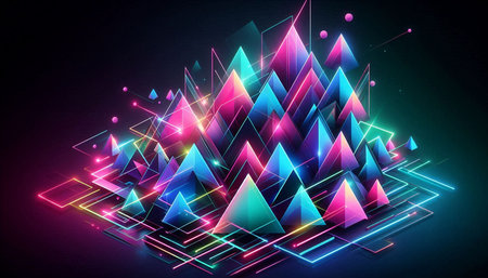 Abstract background with glowing triangles. 3d rendering, 3d illustration.