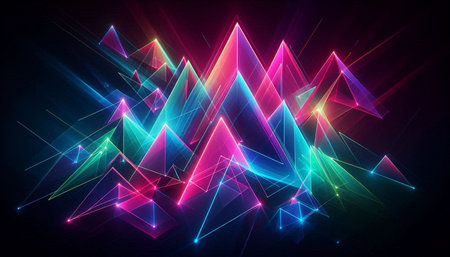 abstract colorful background with glowing triangles. Vector illustration. Eps 10
