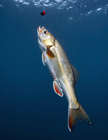 Fishing trophy in blue ocean, Bonaire island, Caribbean