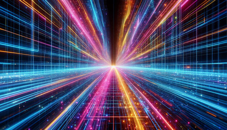 3D Illustration of a Futuristic Abstract Background with Laser Rays