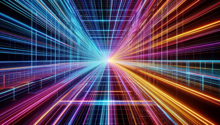 abstract 3d illustration of a colorful background with stripes and lights