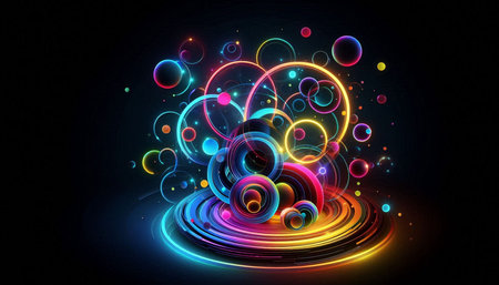 abstract background with colorful circles. 3d rendering, 3d illustration.