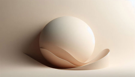 3d illustration of a white ball in a paper form on a light background