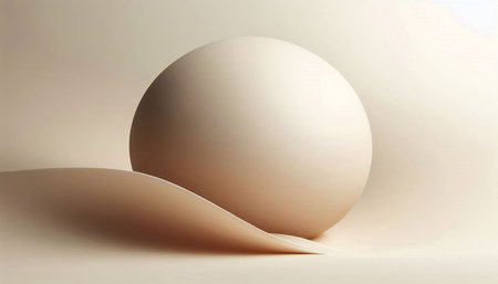 3d render of a white ball with a curved sheet of paper
