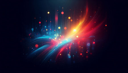 Abstract technology background with glowing lines and bokeh. Vector illustration