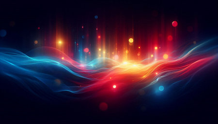 abstract background with glowing lines and bokeh, vector illustration