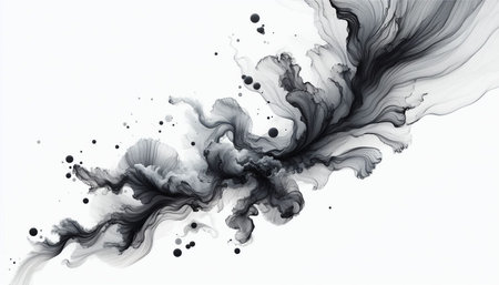 Abstract black ink splash isolated on white background. Ink in water.