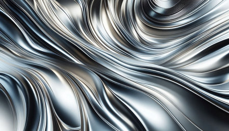 Metallic abstract wavy liquid background. 3d render illustration.
