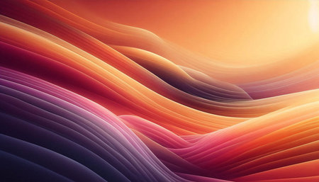 abstract background with smooth lines in orange and purple colors, 3d render