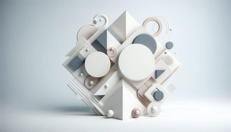 Abstract geometric shapes on white background. 3d rendering. Computer digital drawing.
