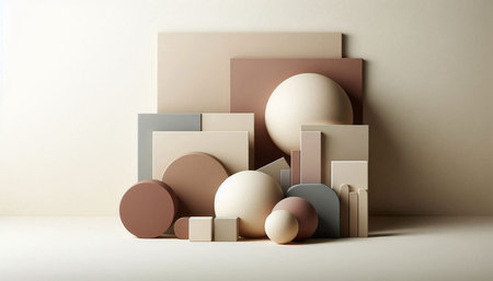 3d render, abstract background, geometric shapes, pastel colors