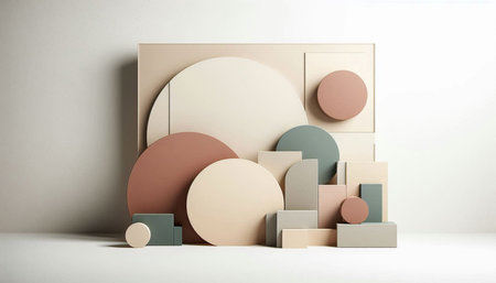 3d render, abstract geometric forms, pastel colors, minimalistic background, primitive forms, simple designの写真素材
