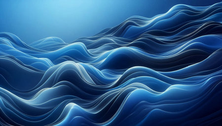 Abstract blue wavy background. Computer generated graphics. 3D renderの写真素材
