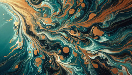 Abstract acrylic background. Marbling artwork texture. Agate ripple pattern. Gold powder.