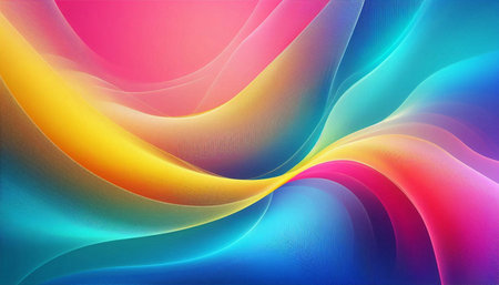 abstract background with smooth lines in blue, pink and yellow colorsの写真素材