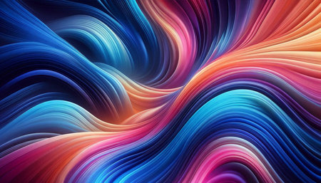abstract colorful background with smooth lines in blue, orange and purple