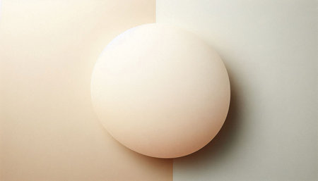 White ball on a beige and gray background. Minimal style.