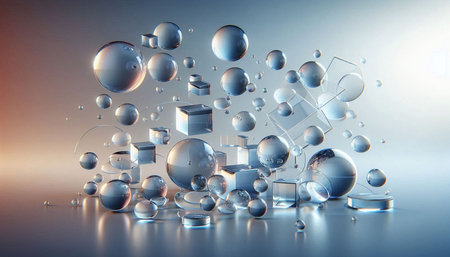Abstract 3d rendering of science or technology background with molecules and spheres.