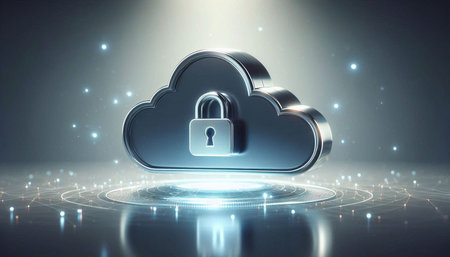 Cloud computing security concept. 3D rendering. High resolution image.
