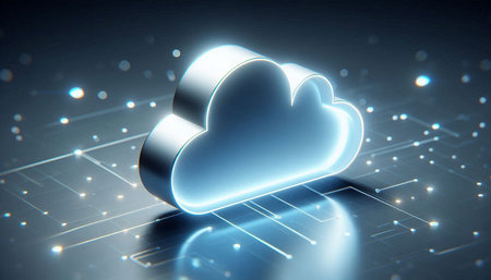 Cloud computing technology concept. 3d illustration. Blue and white colors