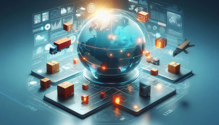 Global logistics and transportation concept with 3d rendering globe and logistic icons