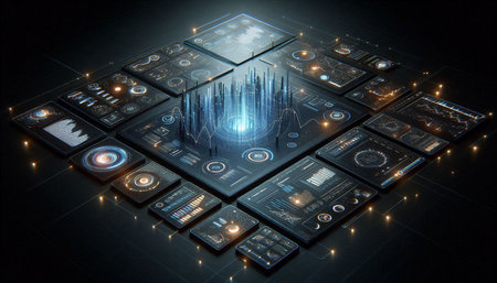 Futuristic technology interface. Hi-tech concept. 3D rendering