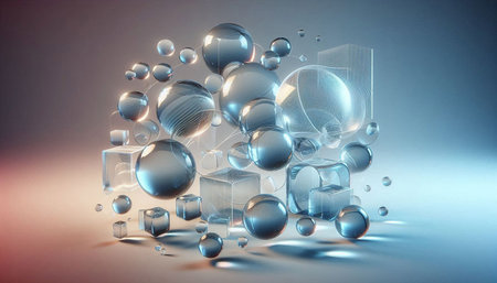 Abstract 3d rendering of geometric shape. Futuristic background with cubes.