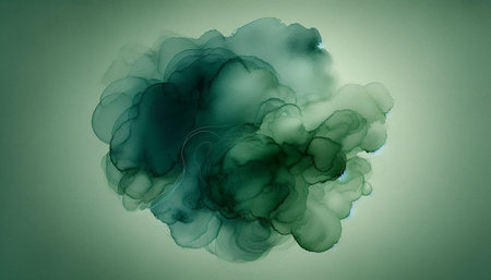 Abstract ink in water on a green background. Fantasy fractal texture. Digital art. 3D rendering.の写真素材
