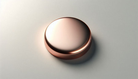 Bronze button isolated on white background. 3D render illustration.