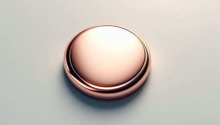 A 3d rendering of a copper button isolated on a white backgroundの写真素材