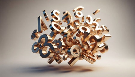 Infinite numbers from zero to nine on white background. 3d illustration